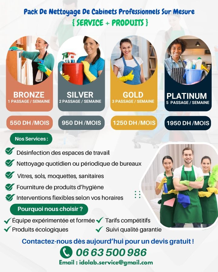 Abonnements de nettoyage de cabinets professionnels sur mesure 